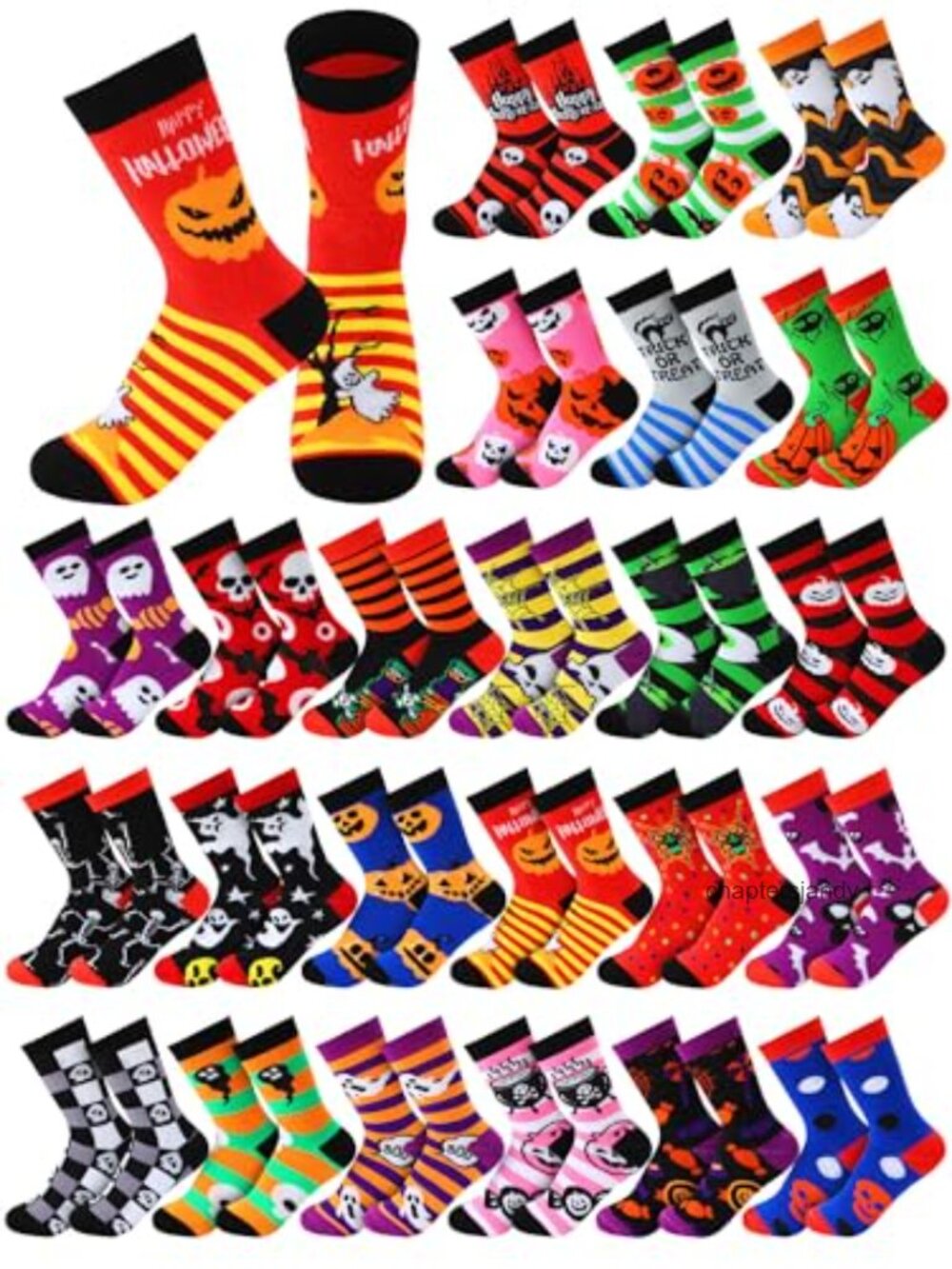 Halloween Crew Socks 24 Pairs Women Men Novelty Gift Soft Stretch